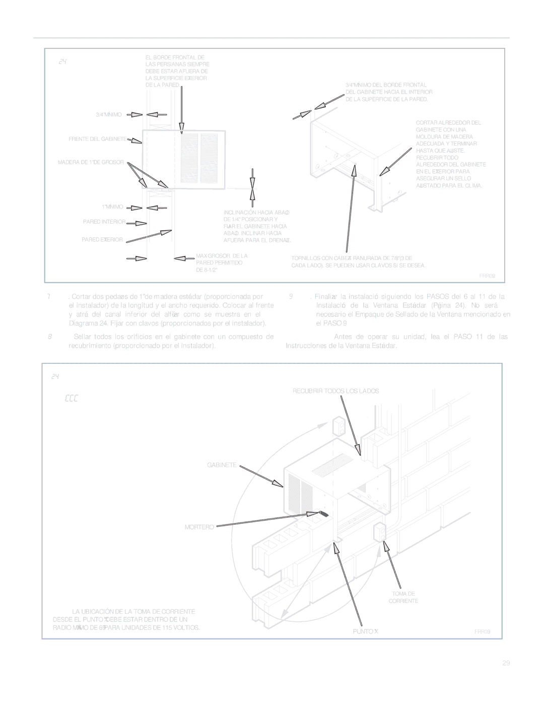 Friedrich SQ06, SQ10, SQ05, SQ08 operation manual Construcción DE Mampostería Sólida 