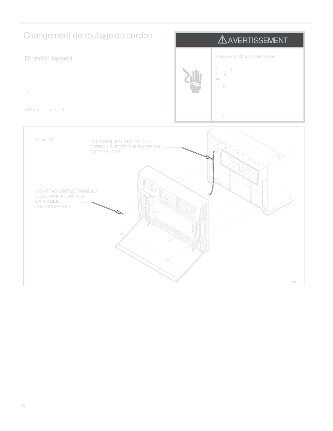 Friedrich SQ05, SQ10, SQ06, SQ08 operation manual Changement de routage du cordon 