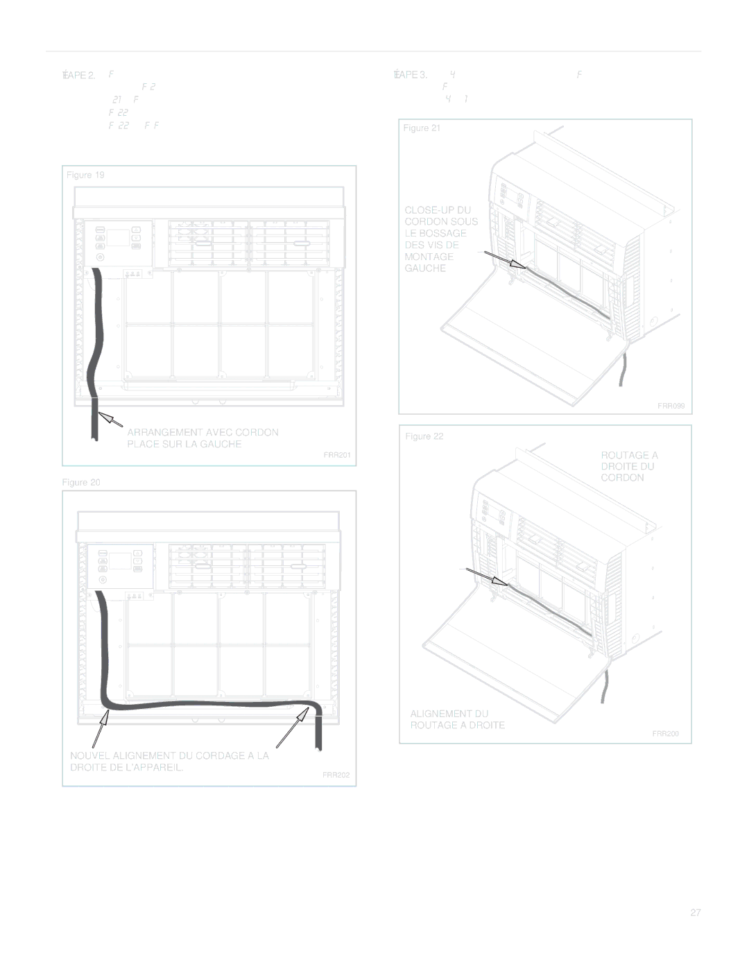 Friedrich SQ08, SQ10, SQ06, SQ05 operation manual Arrangement Avec Cordon 