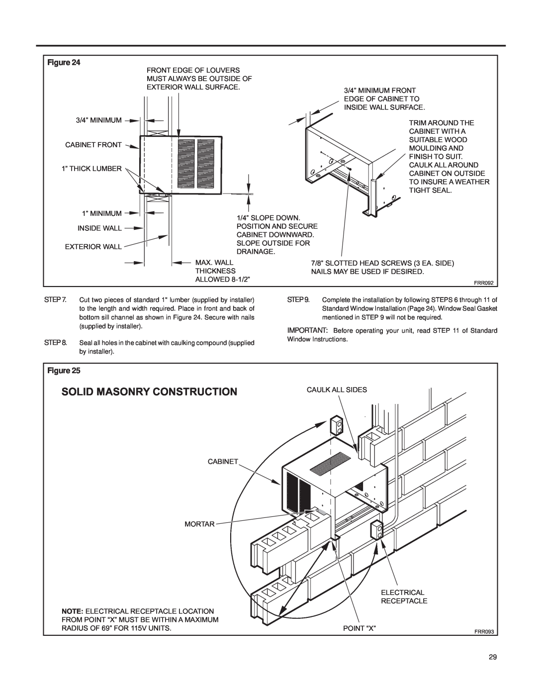 Friedrich SQ06, SQ10, SQ05, SQ08 operation manual Solid Masonry Construction, Figure 