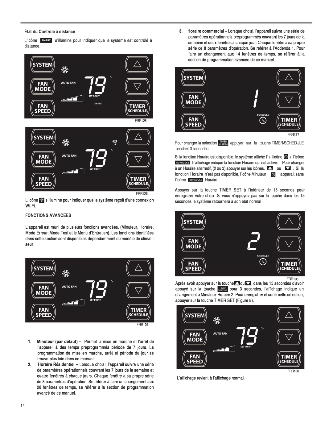 Friedrich SQ05, SQ10, SQ06, SQ08 operation manual Timer, System Fan Mode 