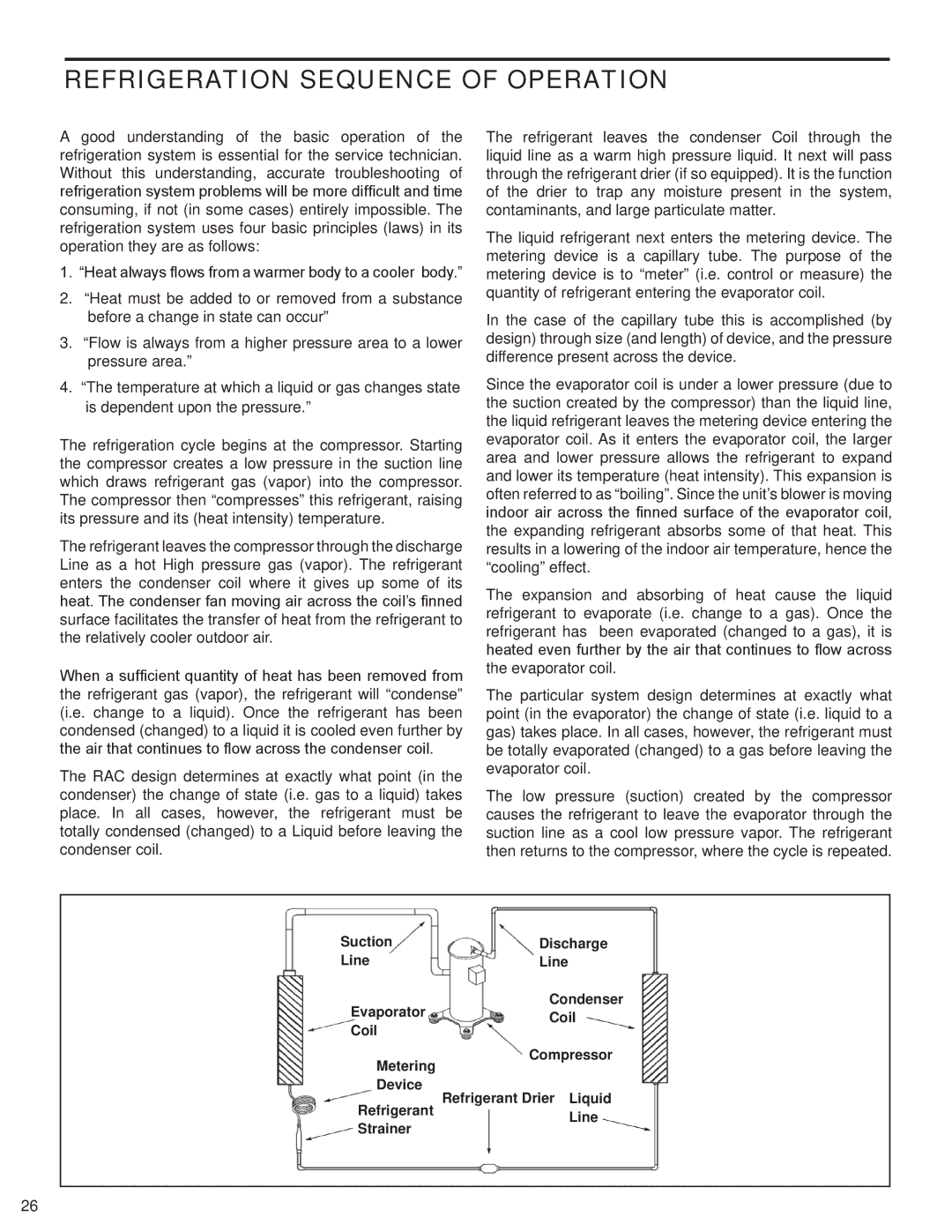 Friedrich SQ05N10, SQ10N10, SQ08N10, SQ06N10, EQ08N11 manual Refrigeration Sequence of Operation 