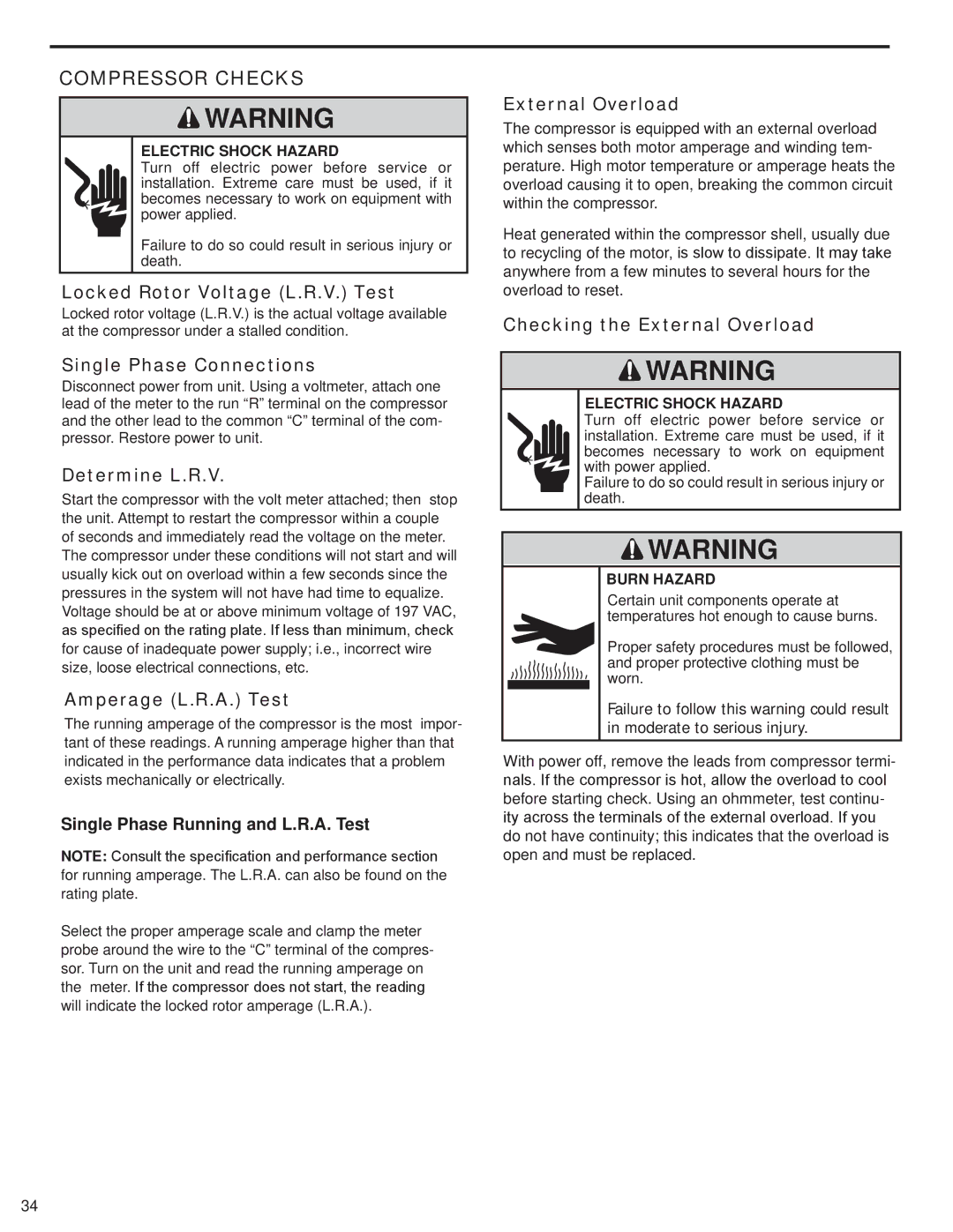 Friedrich SQ10N10, SQ08N10, SQ05N10, SQ06N10, EQ08N11 manual Compressor Checks 