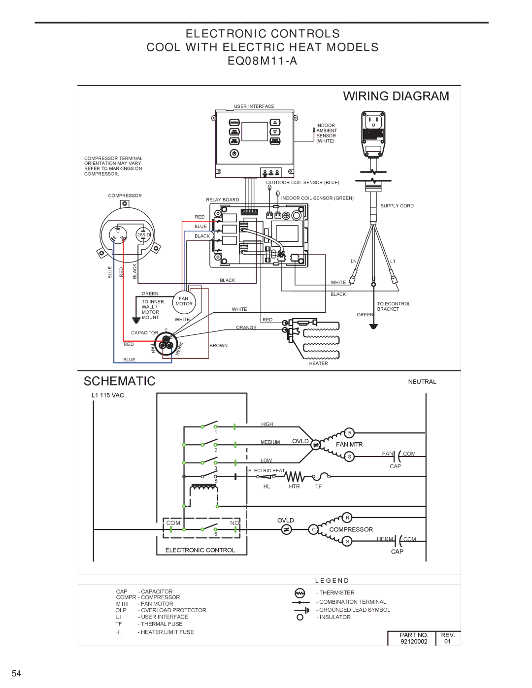 Friedrich SQ10N10, SQ08N10, SQ05N10, SQ06N10, EQ08N11 manual Wiring Diagram 