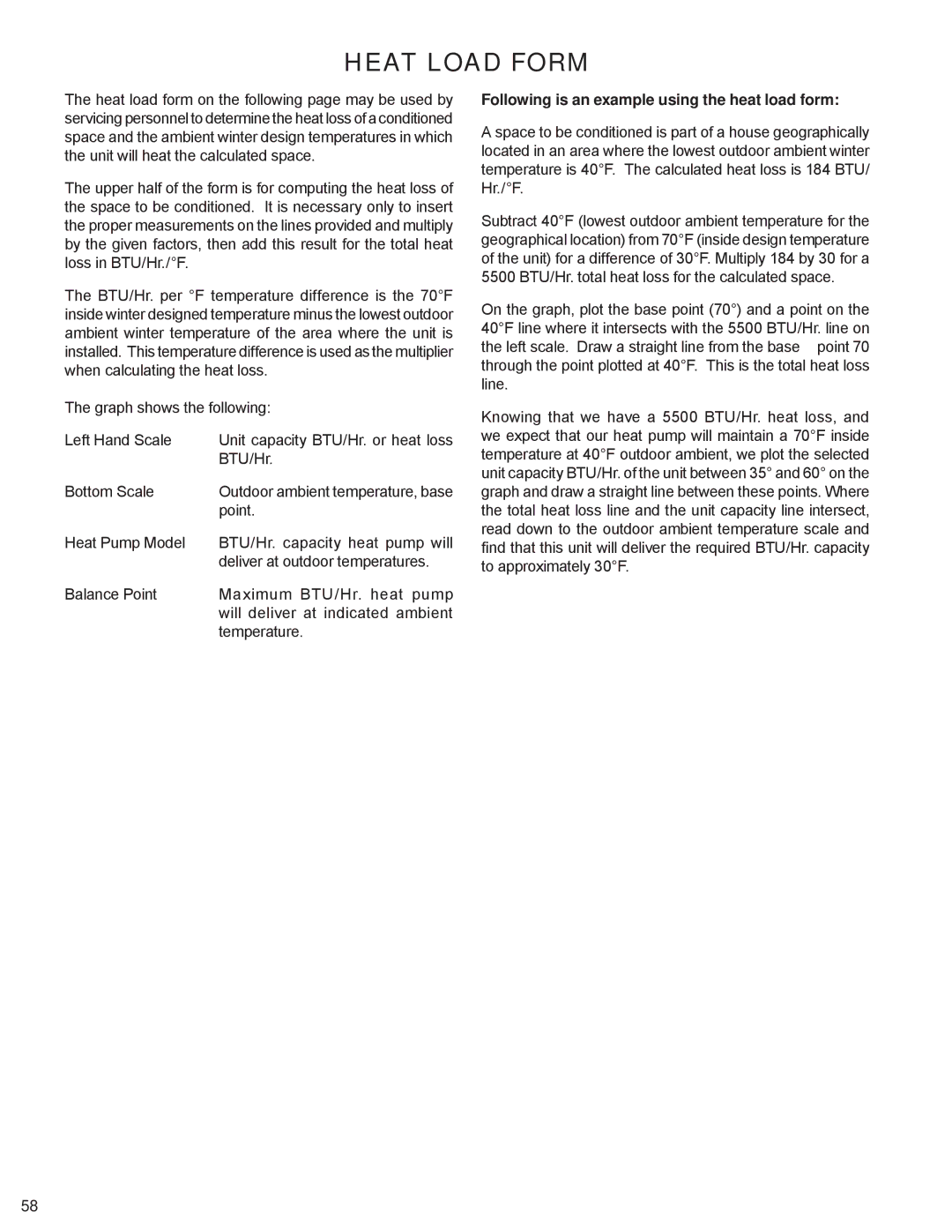 Friedrich EQ08N11, SQ10N10, SQ08N10, SQ05N10, SQ06N10 manual Heat Load Form, Following is an example using the heat load form 