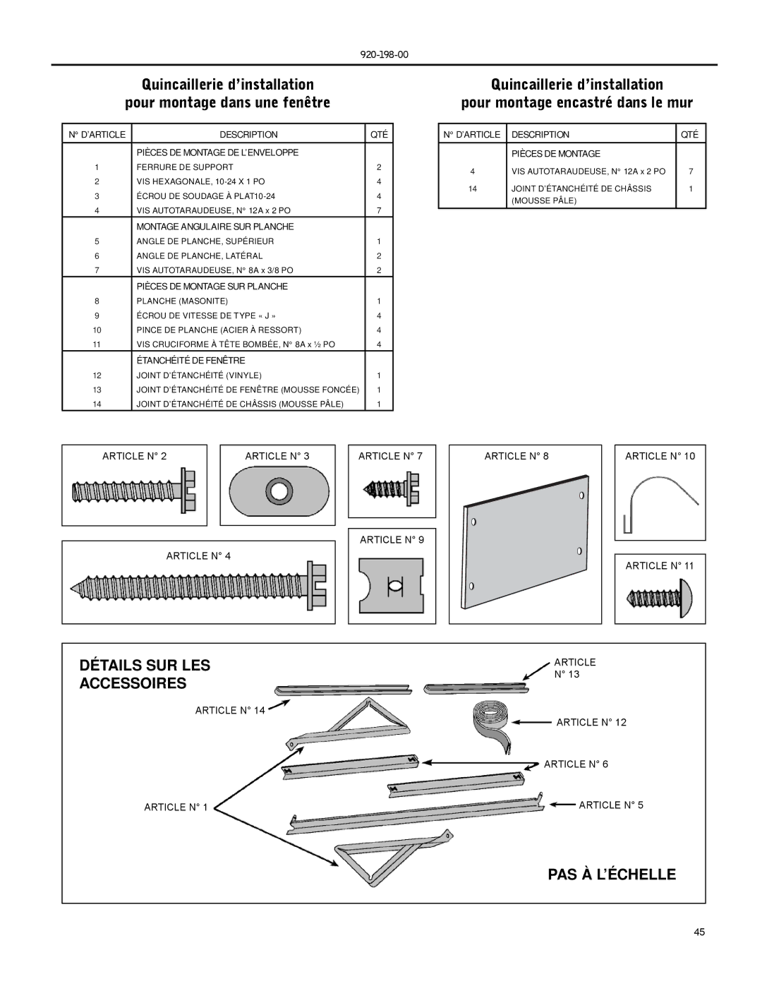 Friedrich YS13, SS14, SS16, SS12, SS10, SS08, SM21, SM24, SM18, ES12 Quincaillerie d’installation Pour montage dans une fenêtre 