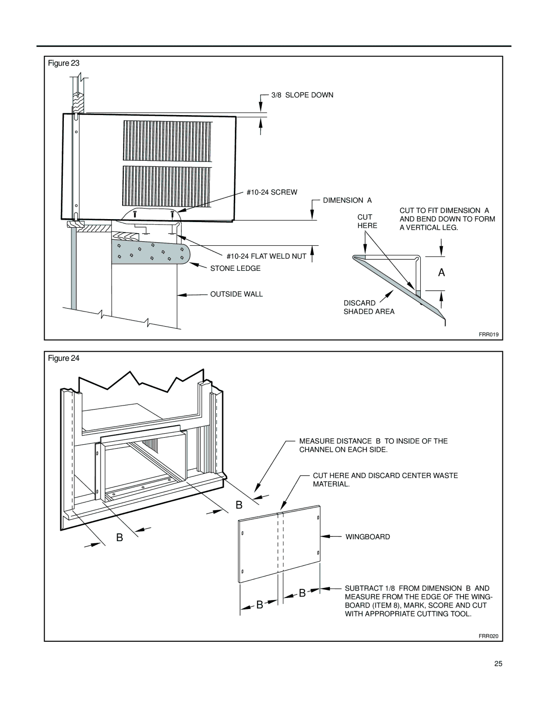 Friedrich ES15M33, SS14M10, SS12M30, SS15M30, SS10M10, SS12M10, SS08M10, SL28M30 Stone Ledge Outside Wall Discard Shaded Area 