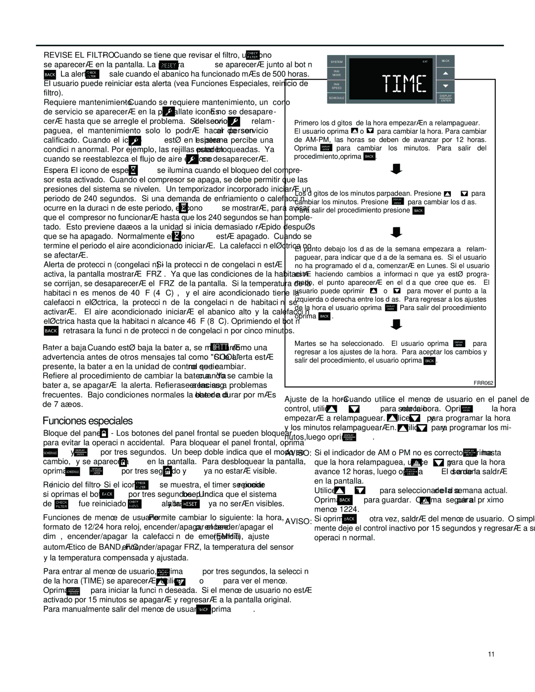 Friedrich YS12M33, SS14M10, SS12M30, SS15M30, SS10M10, SS12M10, SS08M10 Funciones especiales, Reinicio del filtro Si el icono 