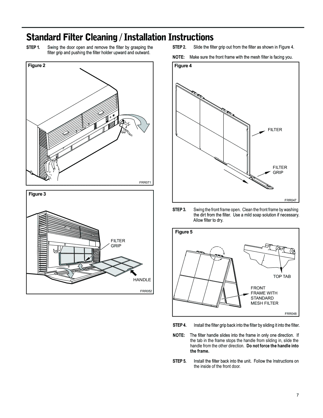 Friedrich SM24M30, SS14M10, SS12M30, SS15M30, SS10M10, SS12M10, SS08M10 Standard Filter Cleaning / Installation Instructions 