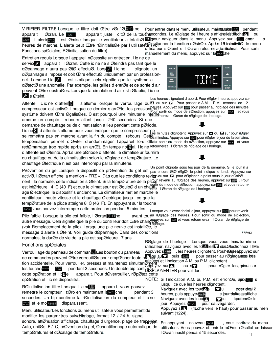 Friedrich SS12M30, SS14M10, SS15M30, SS10M10, SS12M10, SS08M10, SL28M30, SM24M30 Fonctions spéciales, Vérifier Filtre Lorsque le 