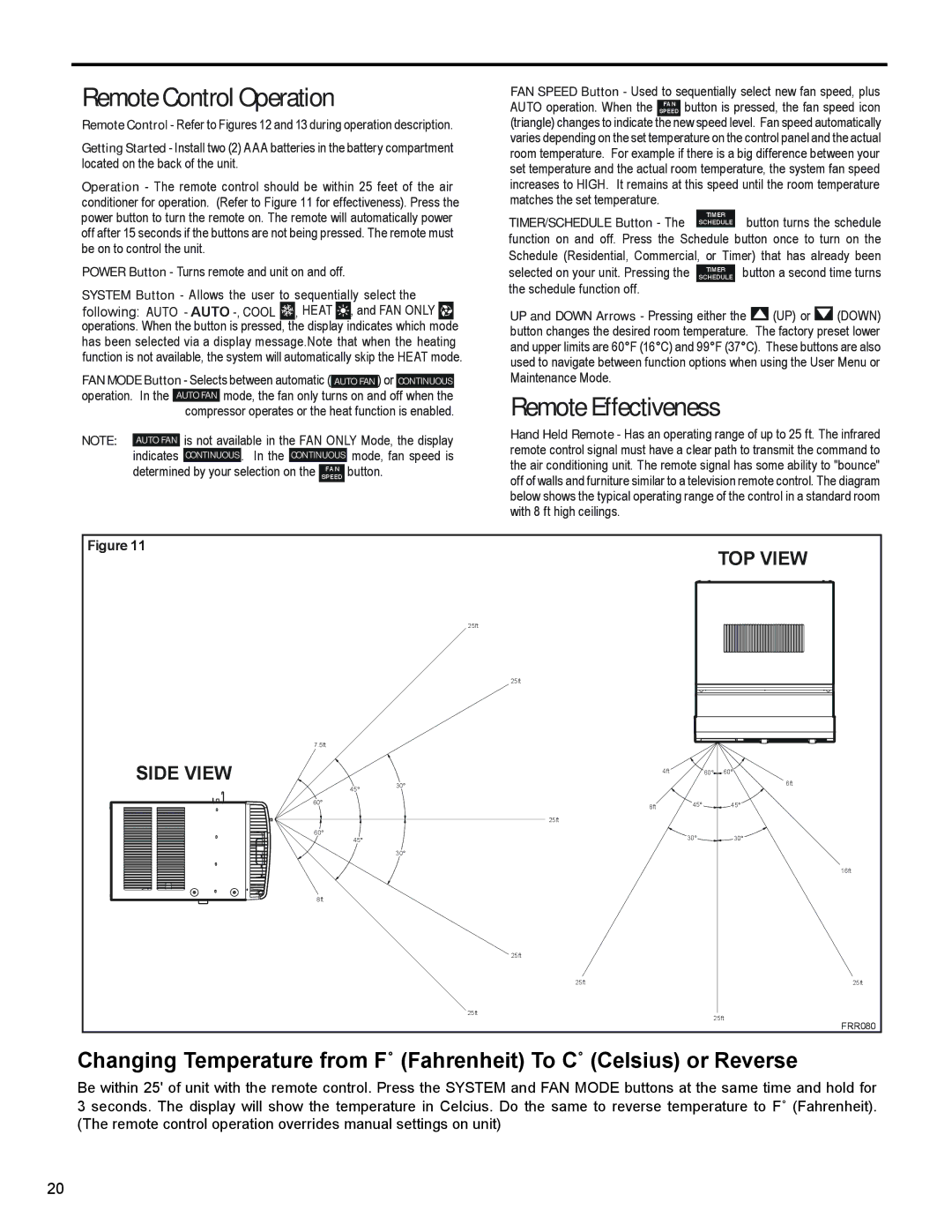 Friedrich SS12N10*, SS14N10*, SS15N30*, SS10N10*, SM18N30* service manual Remote Control Operation 