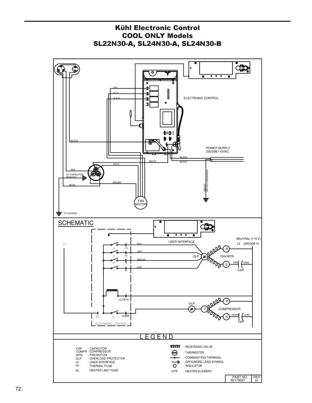 Friedrich SS10N10*, SS14N10*, SS12N10*, SS15N30*, SM18N30* service manual Part NO. REV 