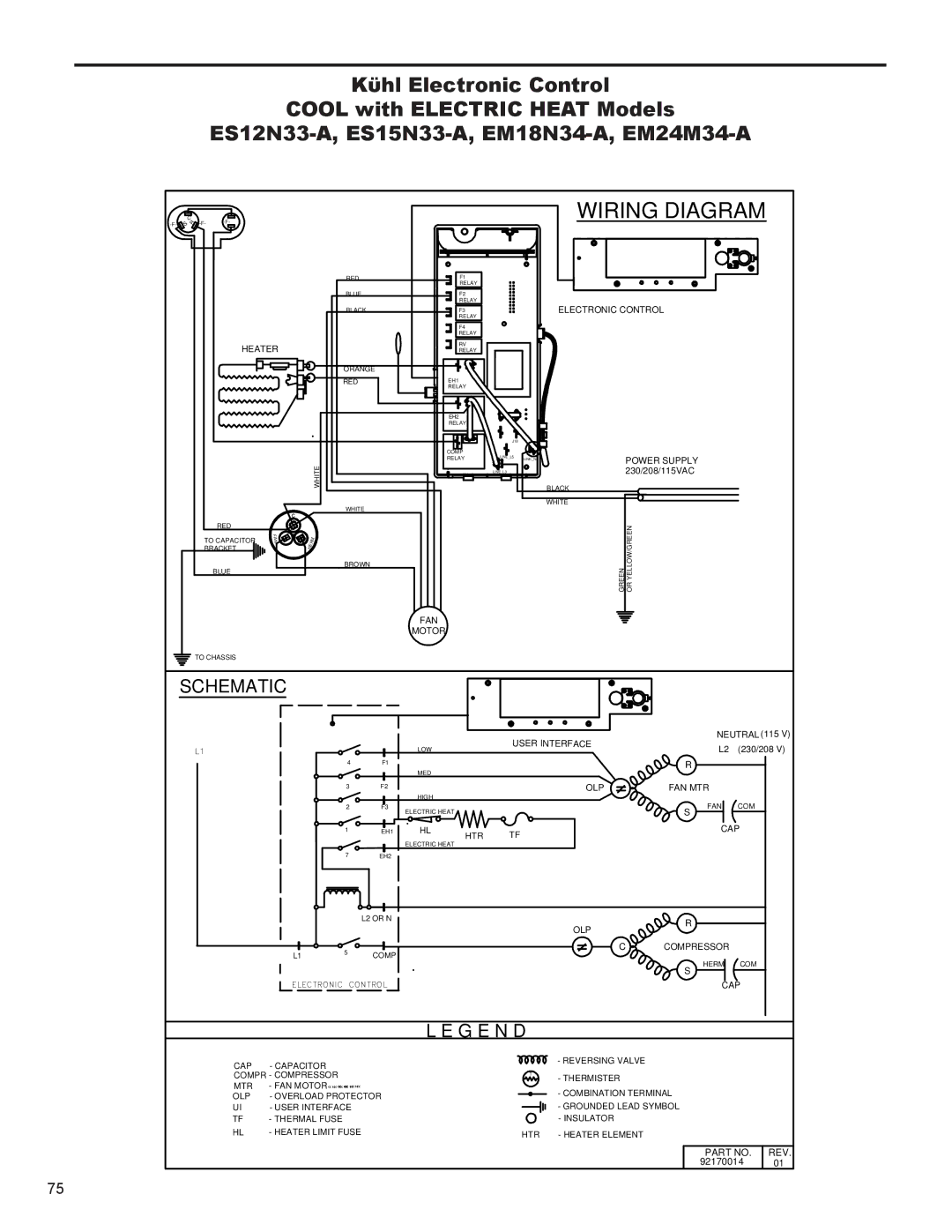 Friedrich SS12N10*, SS14N10*, SS15N30*, SS10N10*, SM18N30* service manual Wiring Diagram 