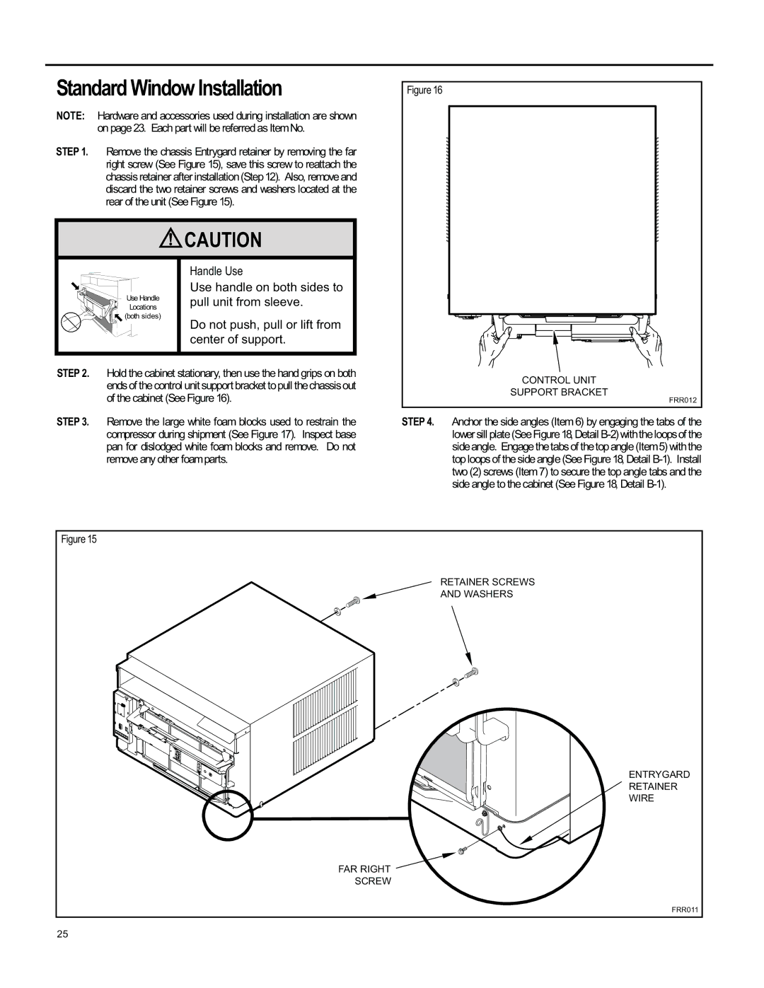 Friedrich SS15, SL 24, SM15, SL 22, YS10 operation manual Standard Window Installation, Handle Use 