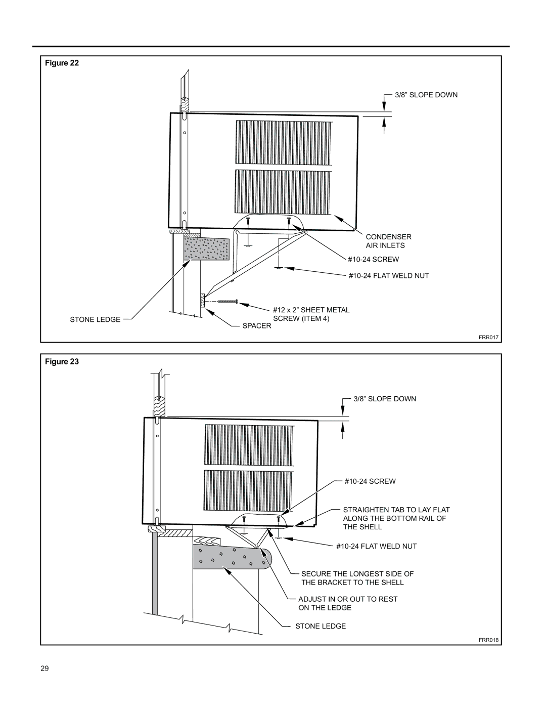 Friedrich YS10, SS15, SL 24, SM15, SL 22 operation manual Slope Down 