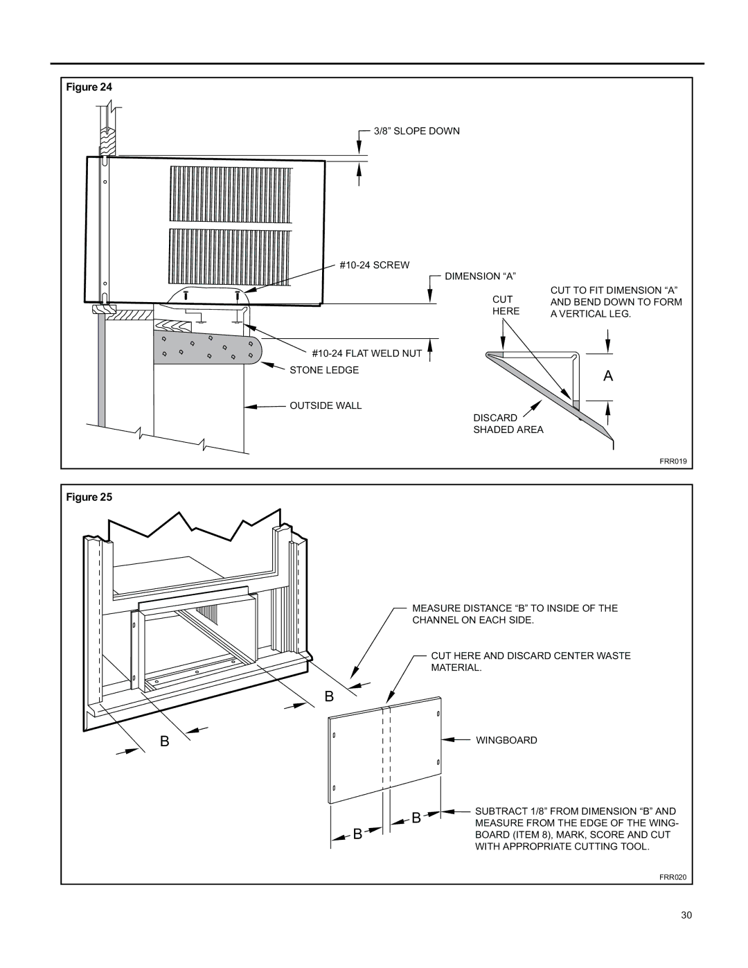 Friedrich SS15, SL 24, SM15, SL 22, YS10 operation manual Stone Ledge Outside Wall Discard Shaded Area 