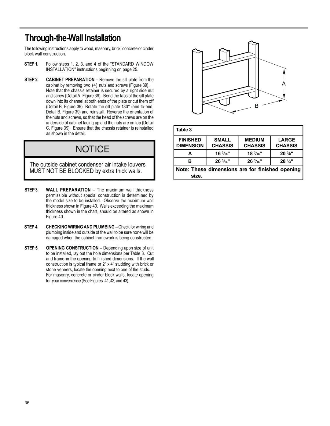 Friedrich SL 24, SS15, SM15, SL 22, YS10 operation manual Through-the-Wall Installation 