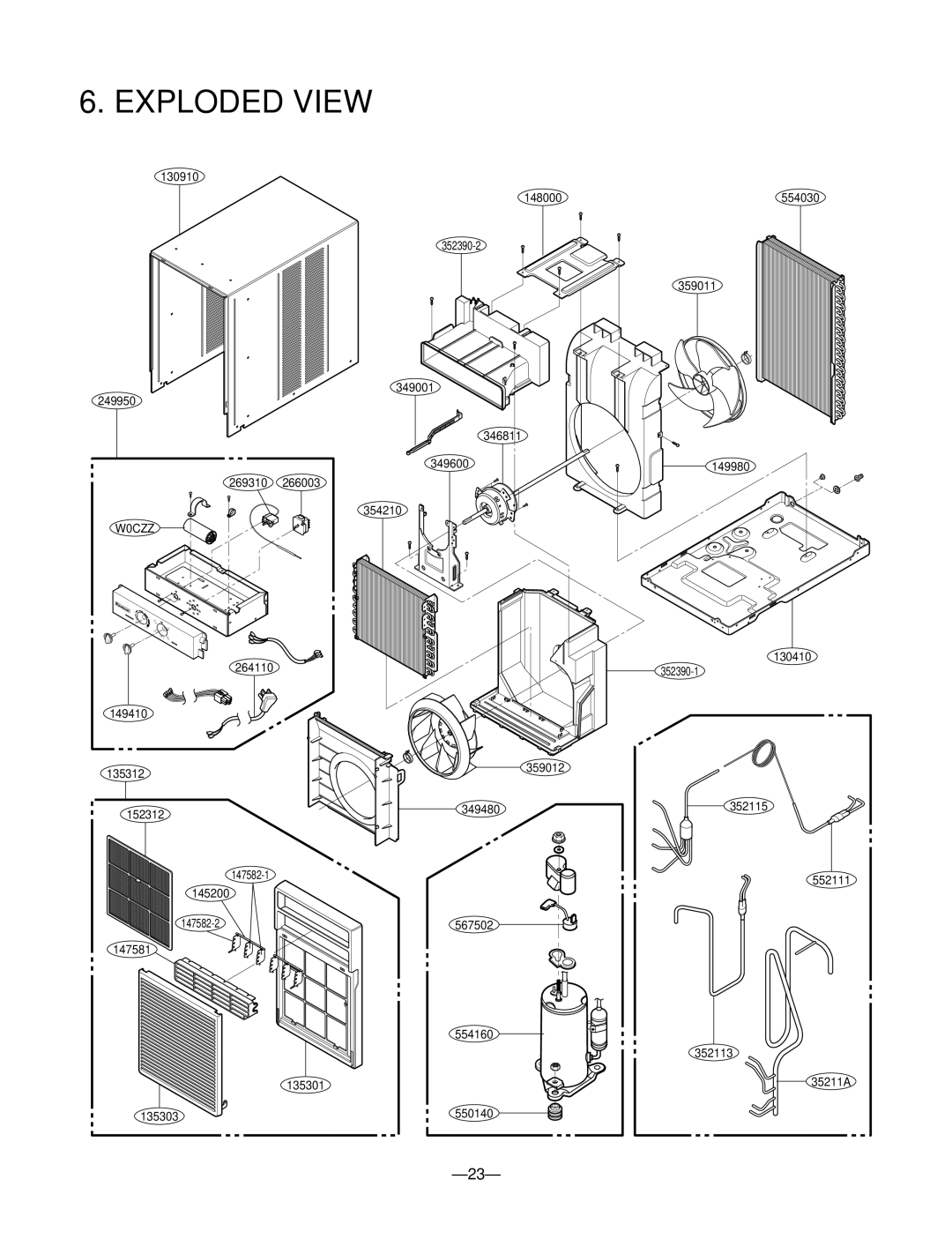 Friedrich SV12, SV10, SV08 manual Exploded View, W0CZZ 