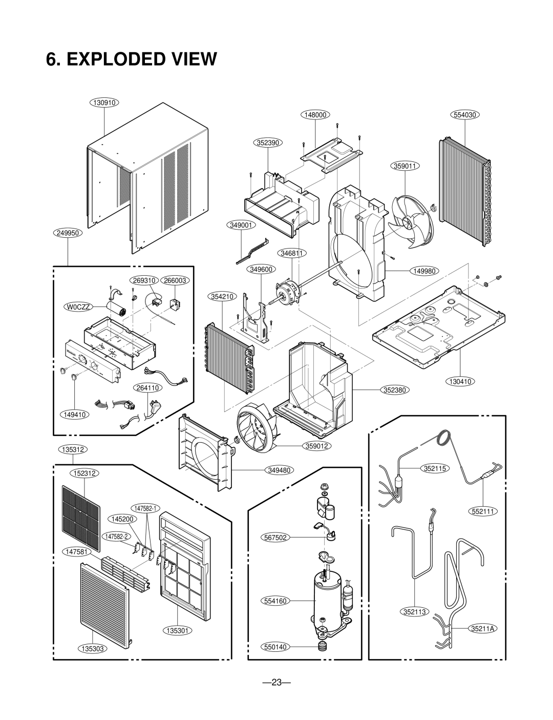 Friedrich SV08A10, SV12A10, SV10A10 manual Exploded View, W0CZZ 