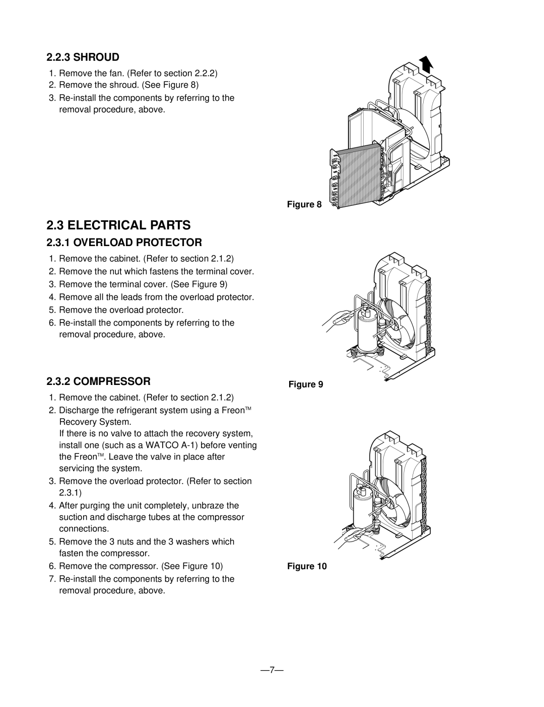 Friedrich SV10A10, SV12A10, SV08A10 manual Electrical Parts, Overload Protector, Compressor 