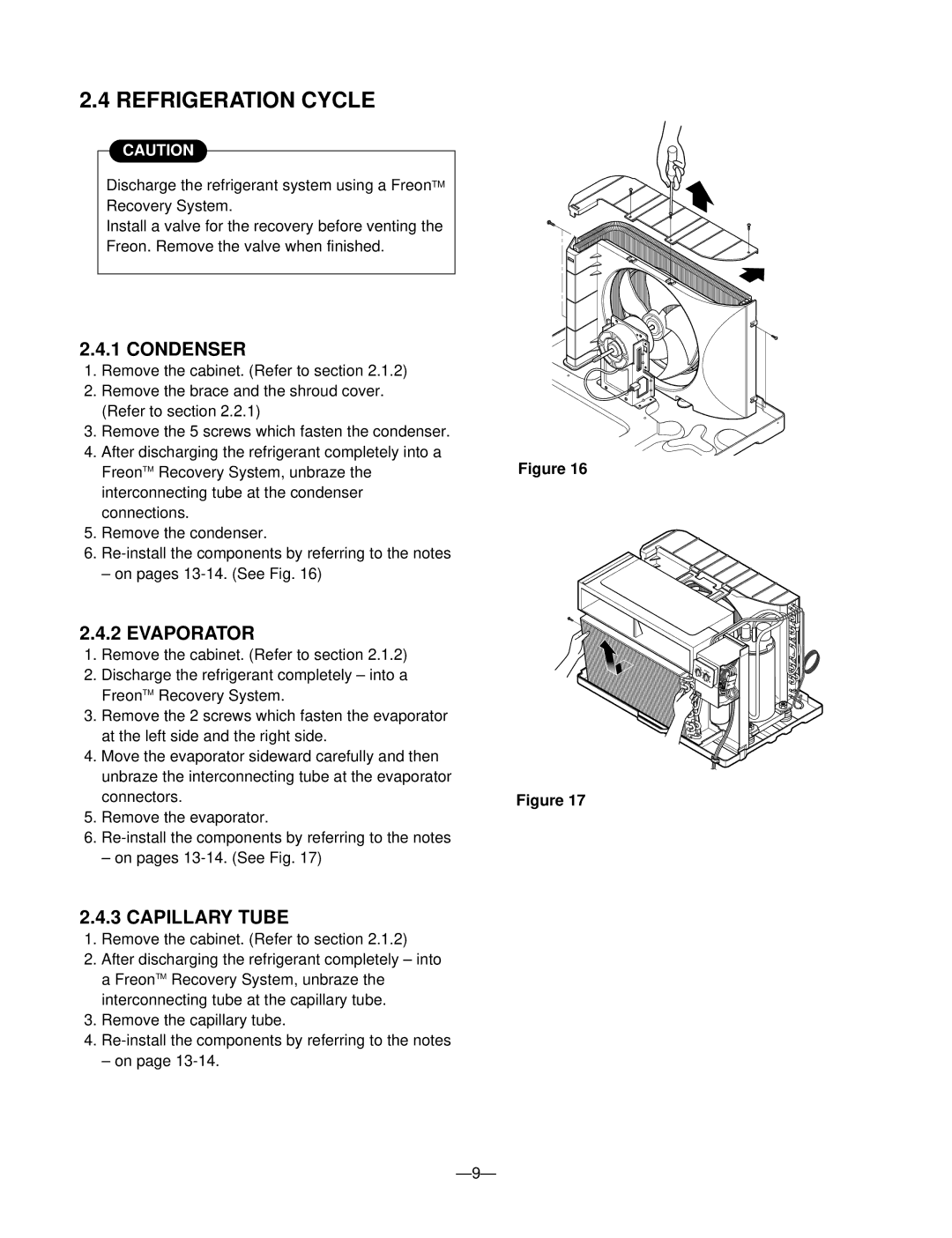 Friedrich 115 Volts UE08, UE08, UE10, UE12 manual Refrigeration Cycle, Condenser, Evaporator, Capillary Tube 