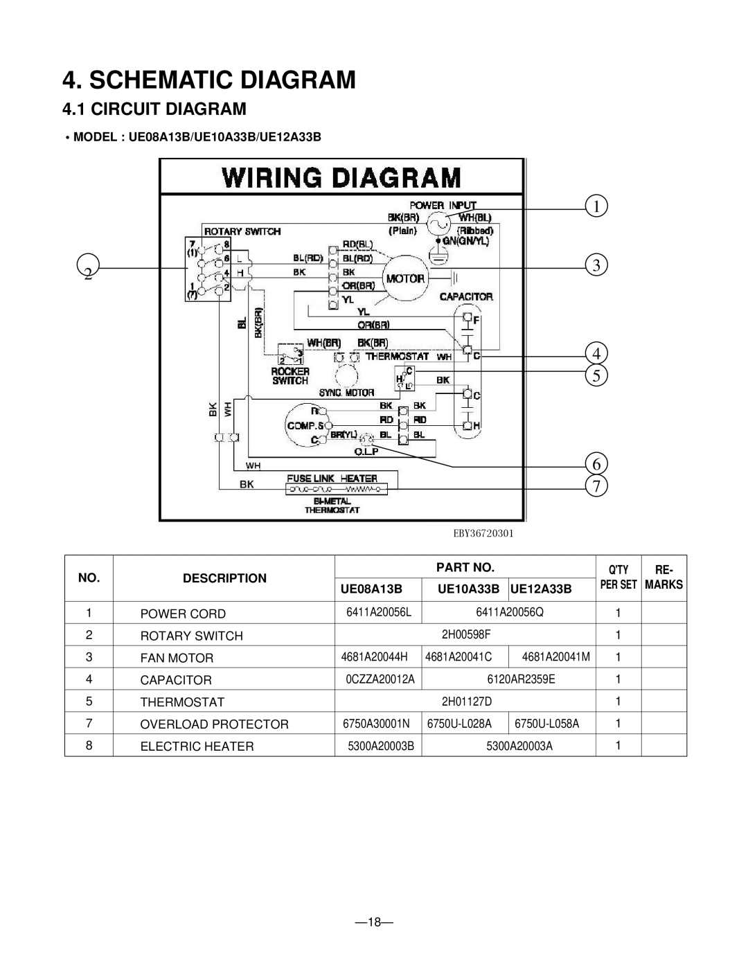 Friedrich UE12, UE10, UE08 manual Schematic Diagram, Circuit Diagram 