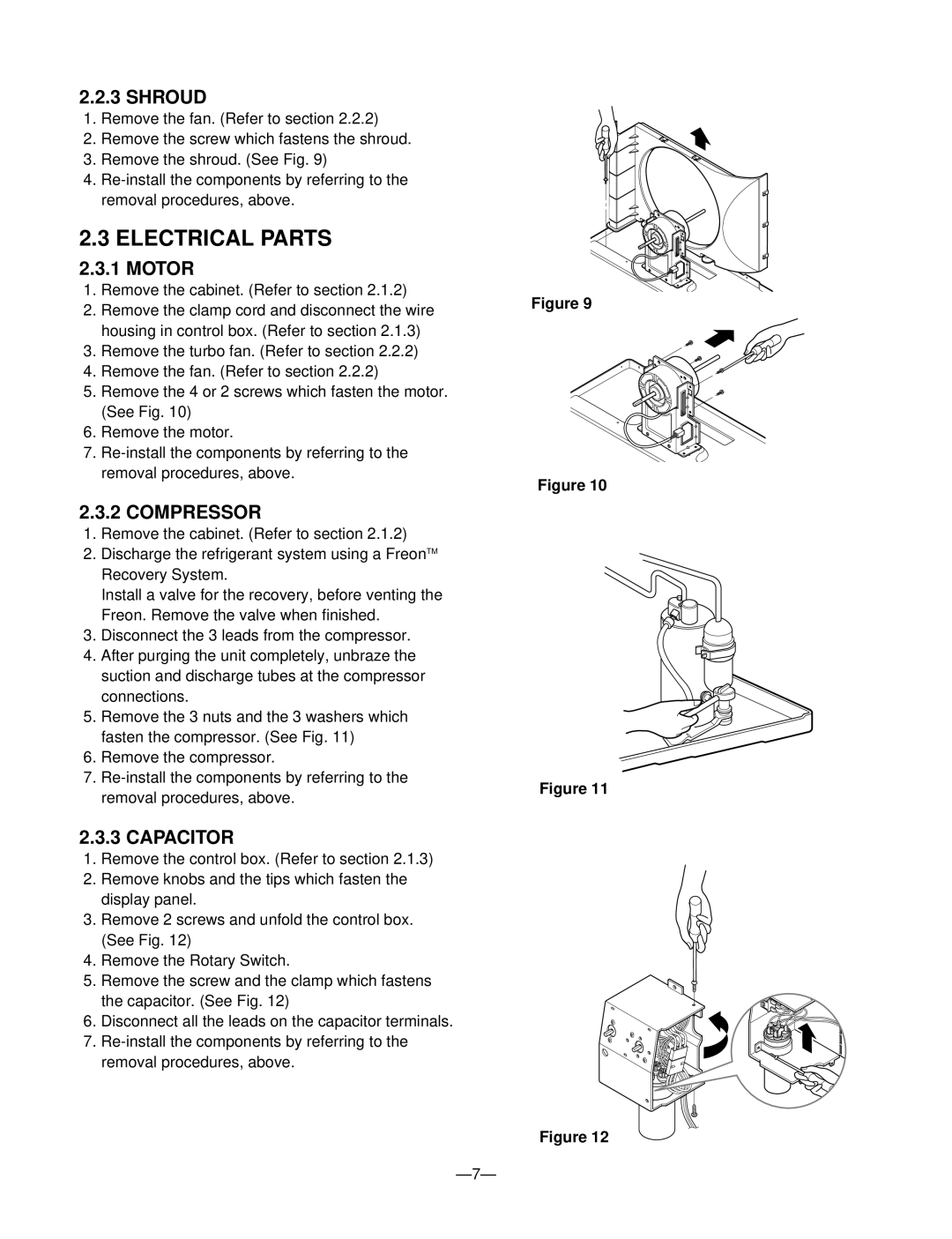 Friedrich UE10, UE12, UE08 manual Electrical Parts, Compressor, Capacitor 