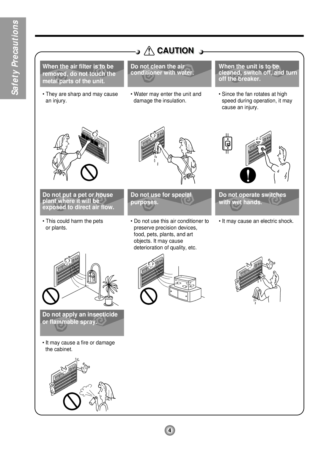 Friedrich UE10, UE12, UE08 manual They are sharp and may cause an injury, This could harm the pets or plants 