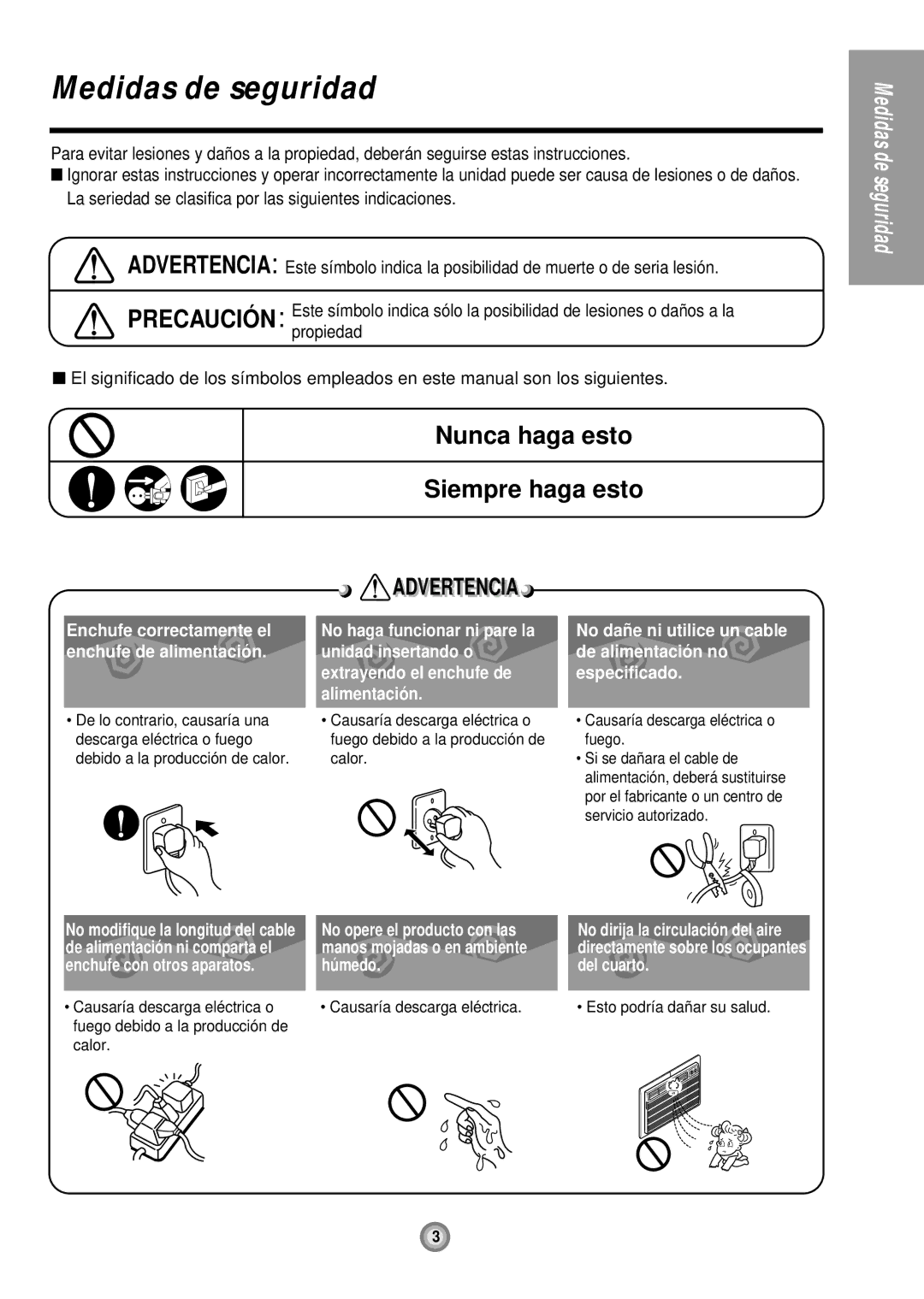 Friedrich UE10 Medidas de seguridad, Por el fabricante o un centro de, Servicio autorizado, Esto podría dañar su salud 