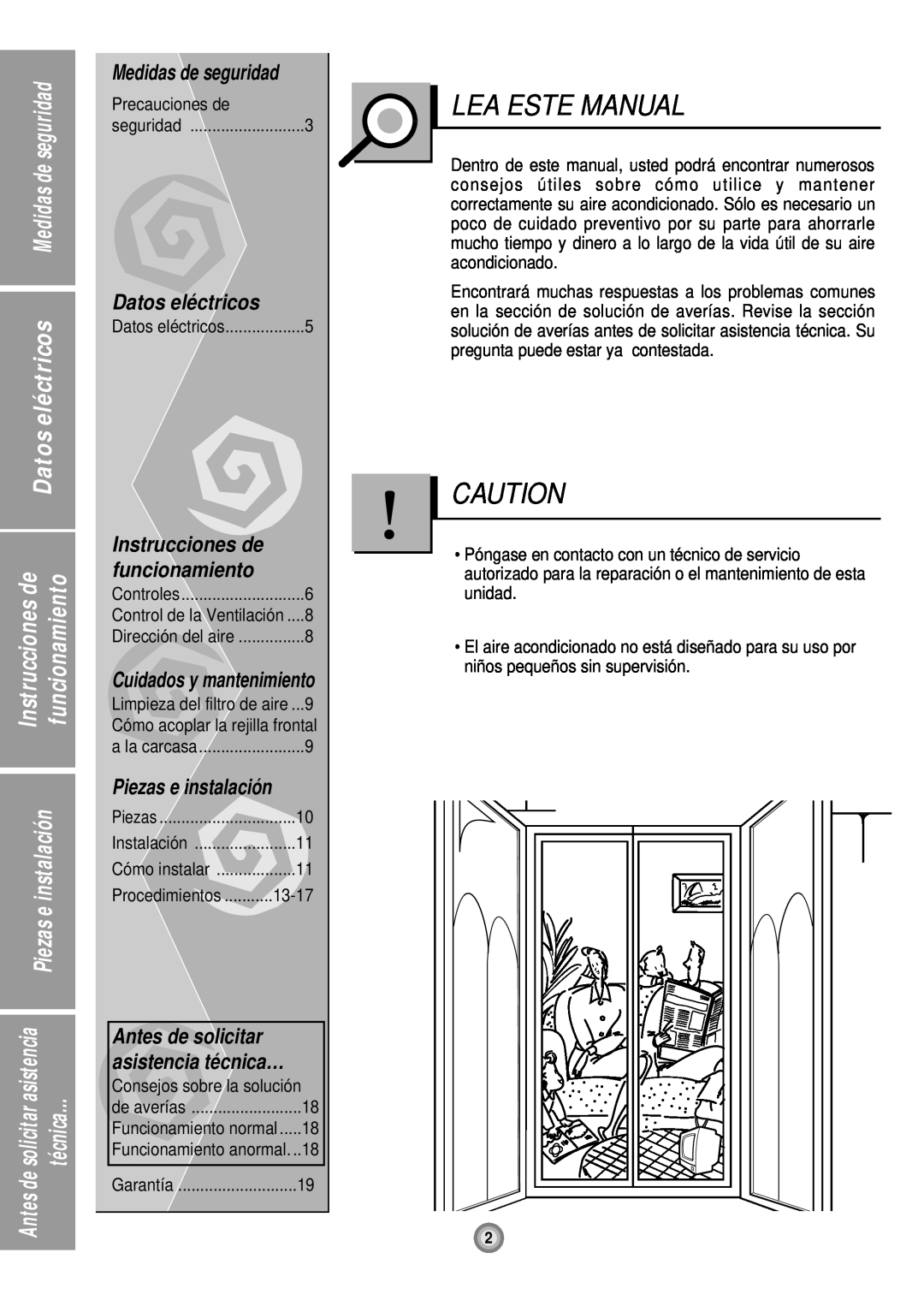 Friedrich UE12, UE10, UE08 manual Lea Este Manual, Medidas de seguridad, Datos eléctricos, funcionamiento, Antes de solicitar 