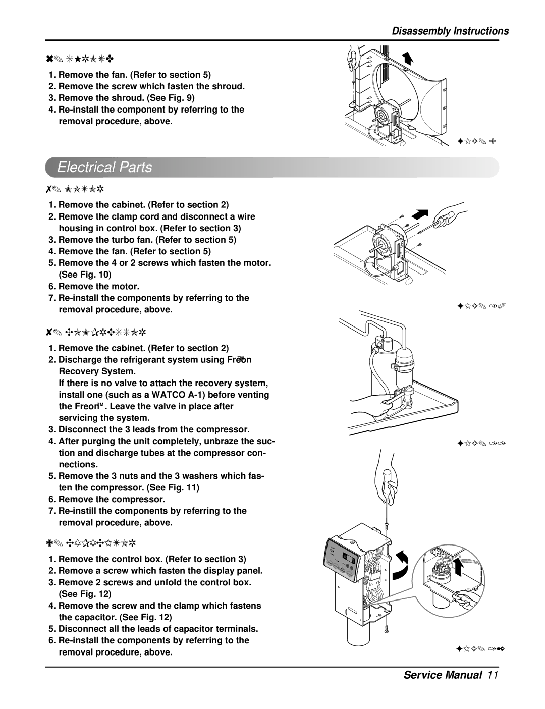 Friedrich UE08C13, UE12C33, UE10C33 manual Electrical Parts, Shroud, Motor, Compressor, Capacitor 