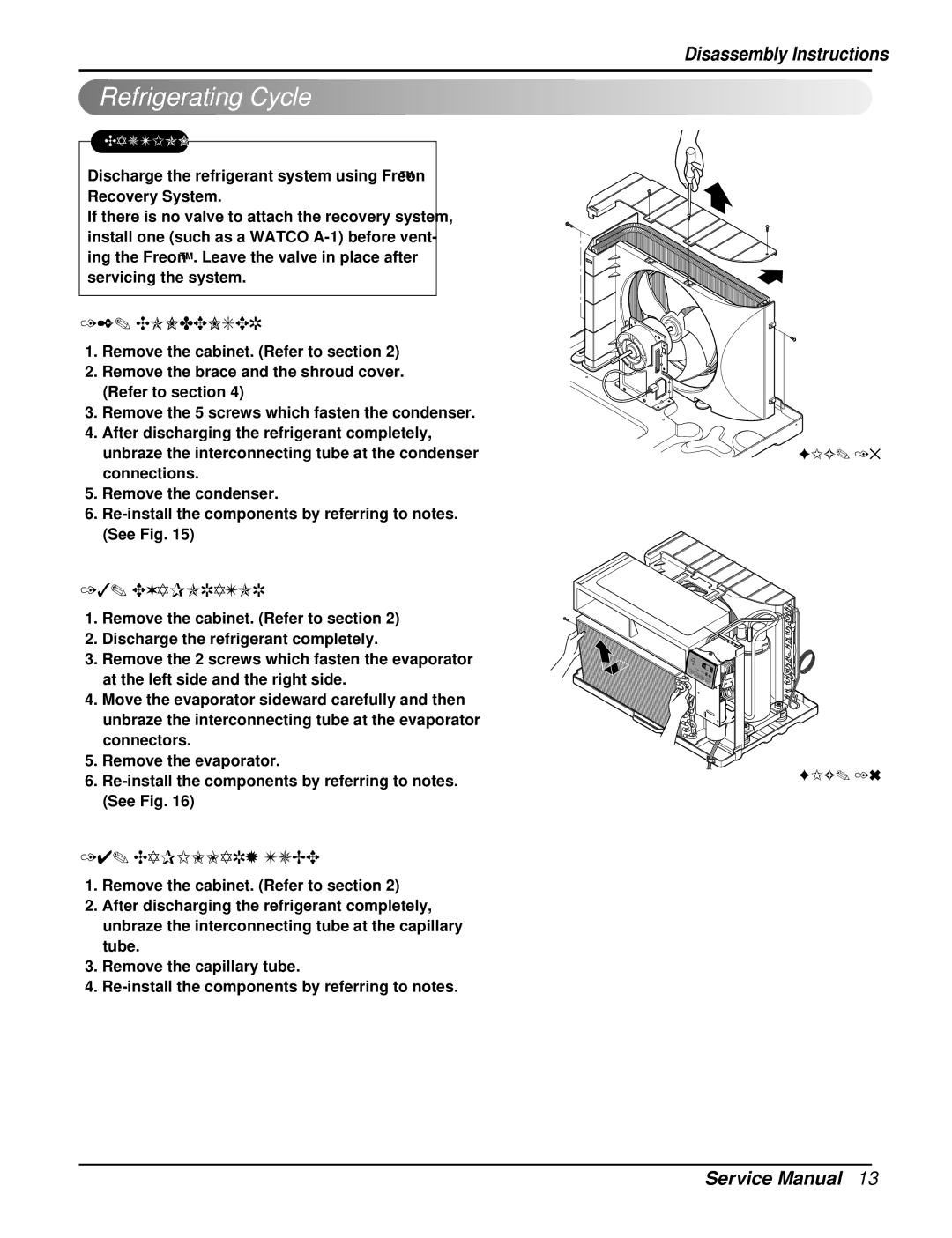 Friedrich UE10C33, UE12C33, UE08C13 manual Refrigerating Cycle, Condenser, Evaporator, Capillary Tube 