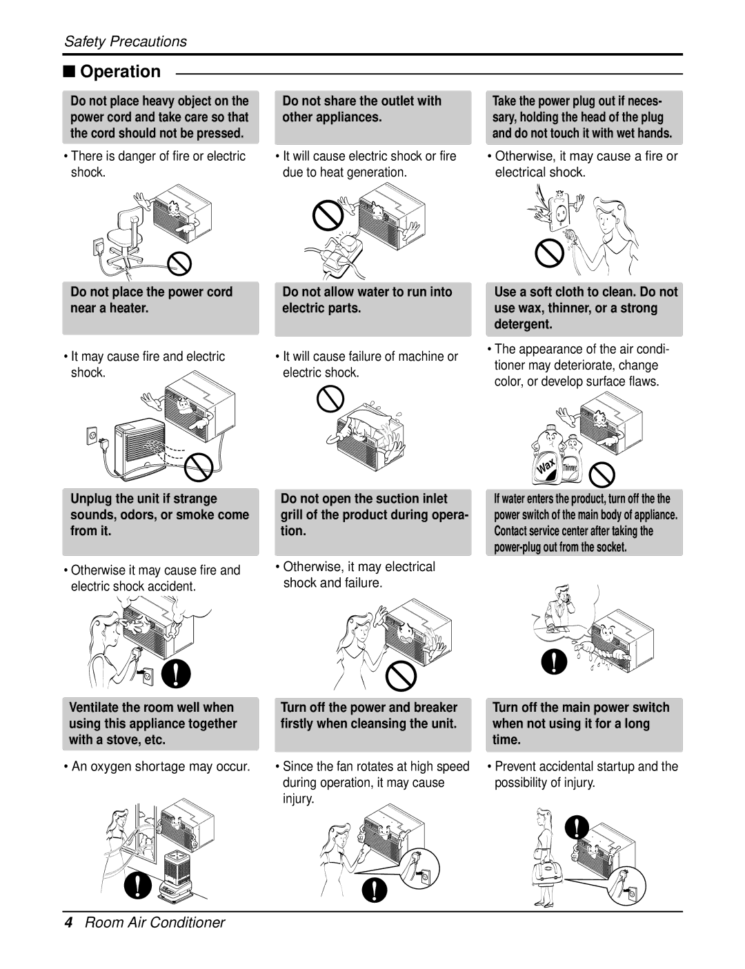 Friedrich UE10C33, UE12C33, UE08C13 manual Operation 