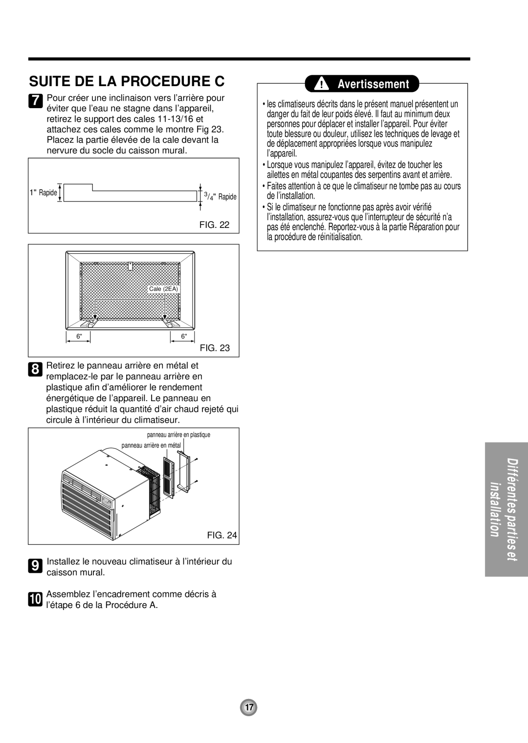 Friedrich US08, US10, US12 manual Suite DE LA Procedure C, Caisson mural 