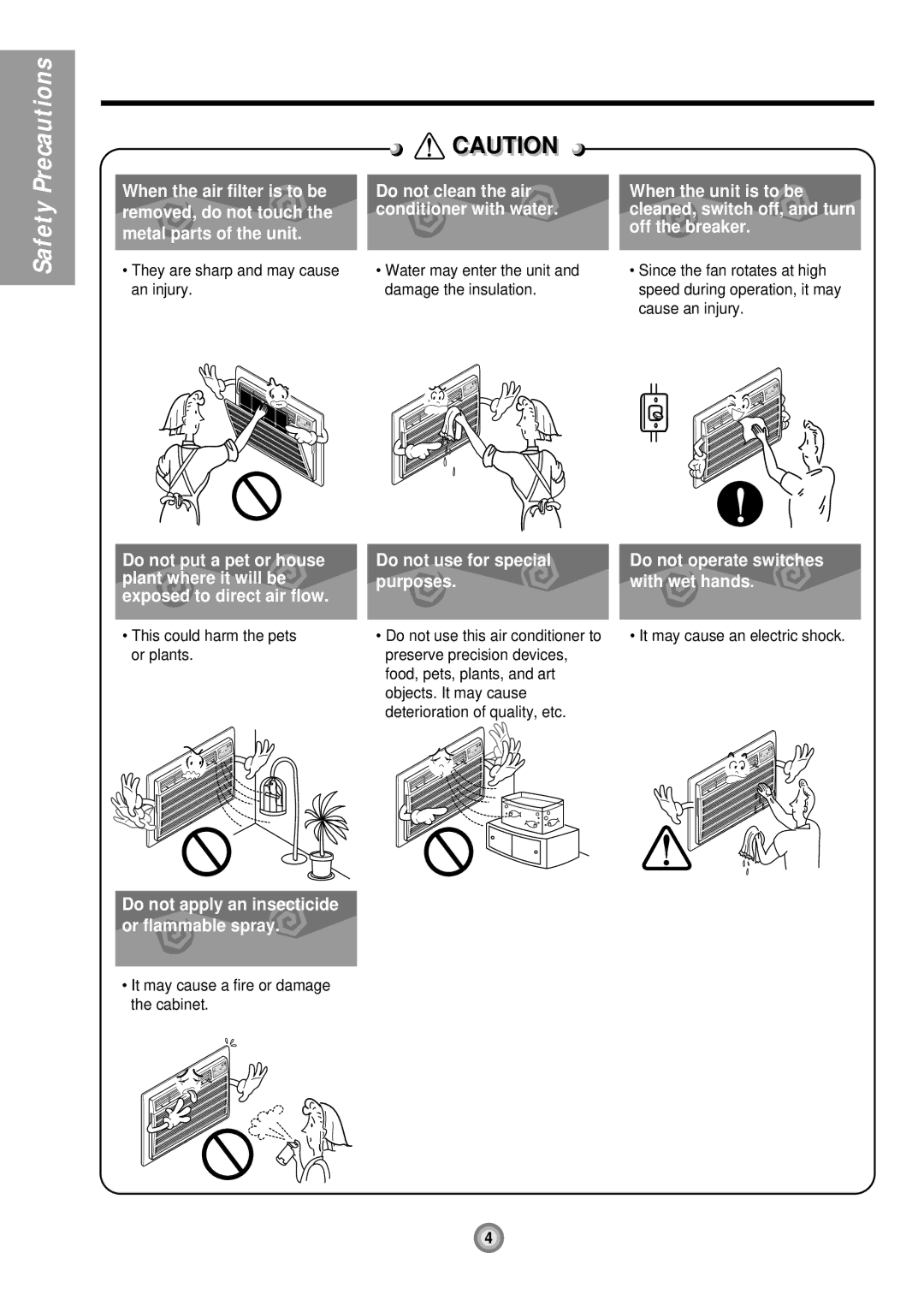 Friedrich US08, US10, US12 manual They are sharp and may cause an injury, This could harm the pets or plants 