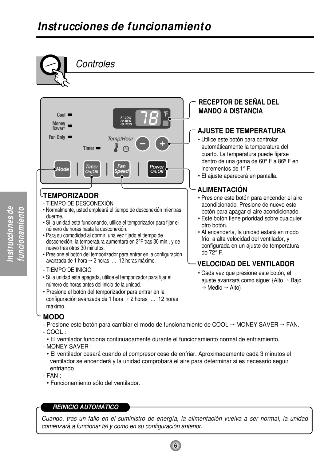 Friedrich US10, US12 manual Instrucciones de funcionamiento, Controles, Avanzada de 1 hora → 2 horas … 12 horas máximo 