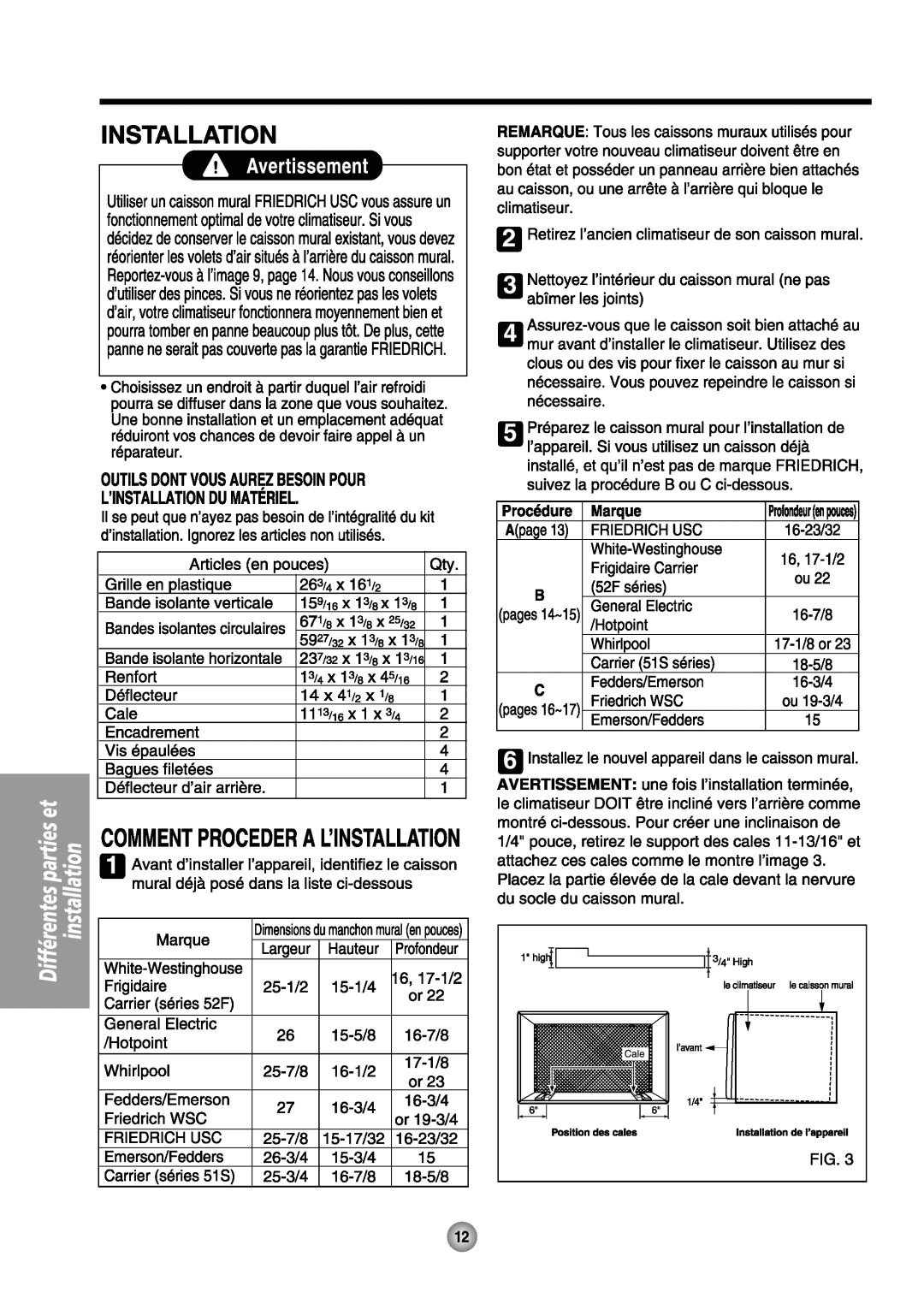 Friedrich US08, US14 manual 