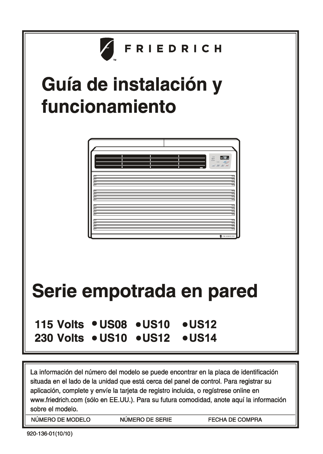 Friedrich US14, US08 manual 