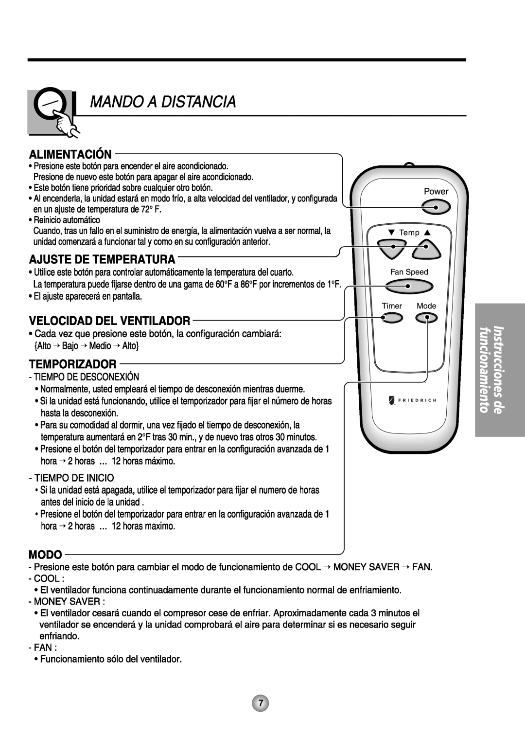 Friedrich US14, US08 manual 