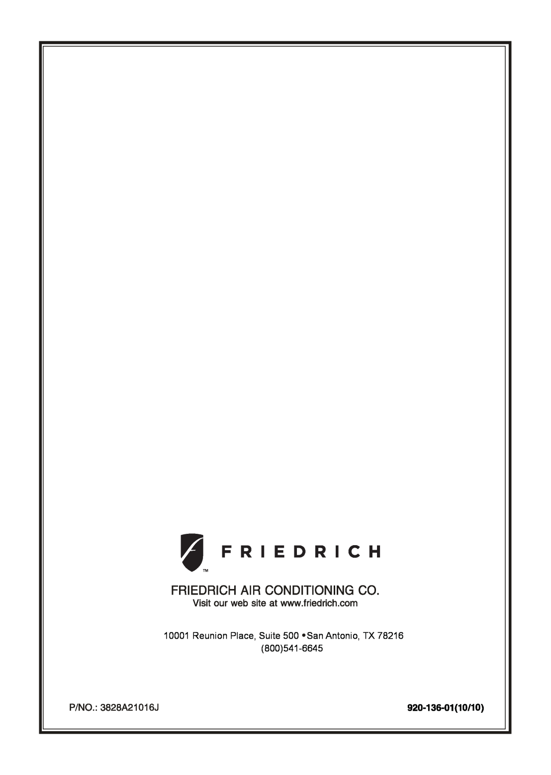 Friedrich US08, US14 manual 