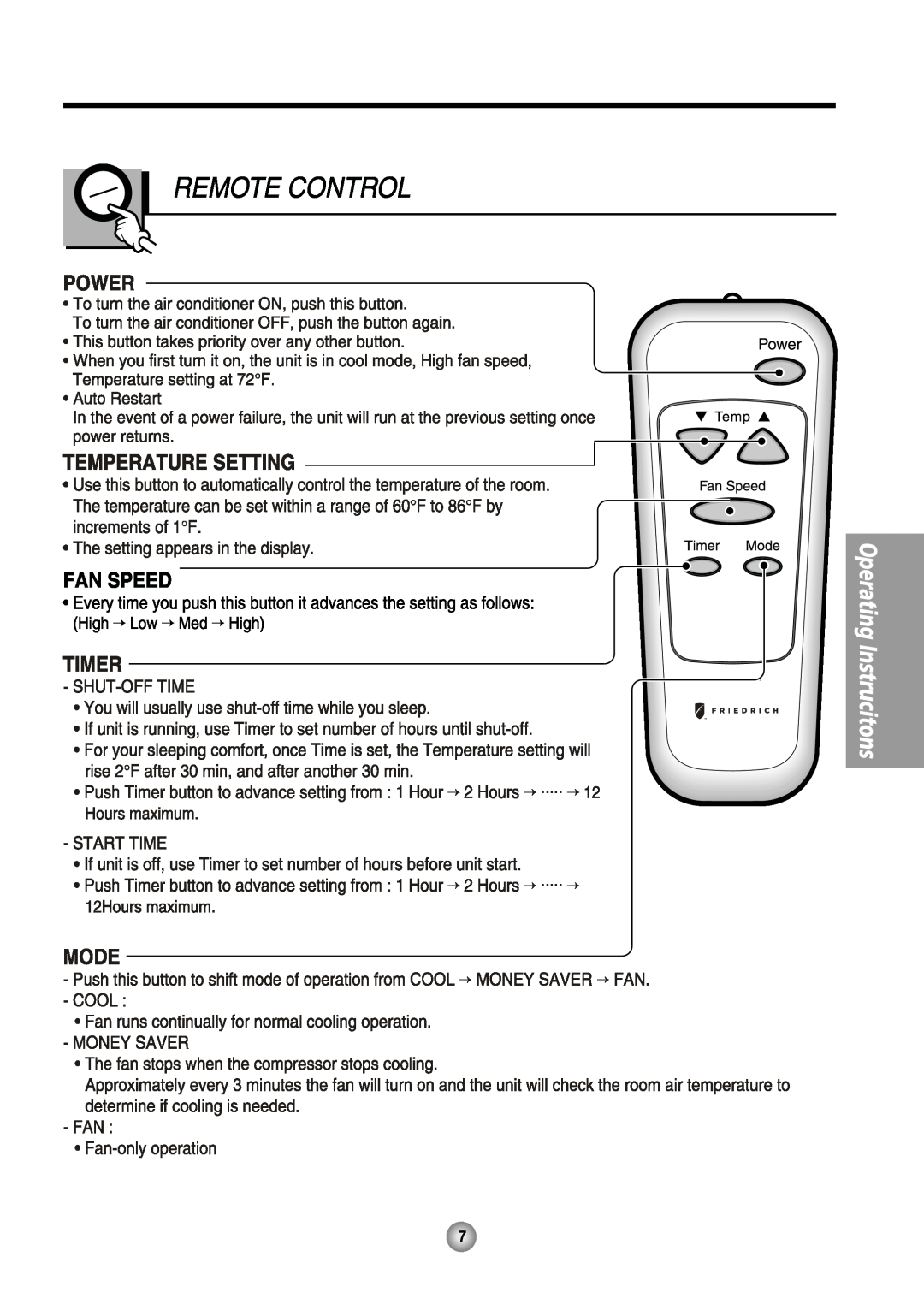 Friedrich US14, US08 manual 