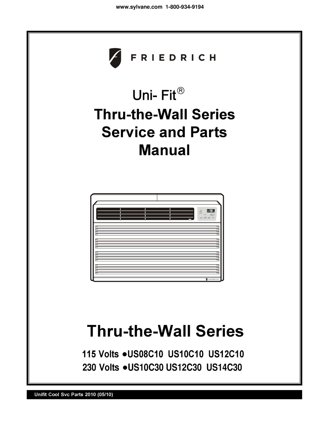 Friedrich US12C10, US12C30, US14C30, US10C30, US10C10, US08C10 manual Thru-the-Wall Series 