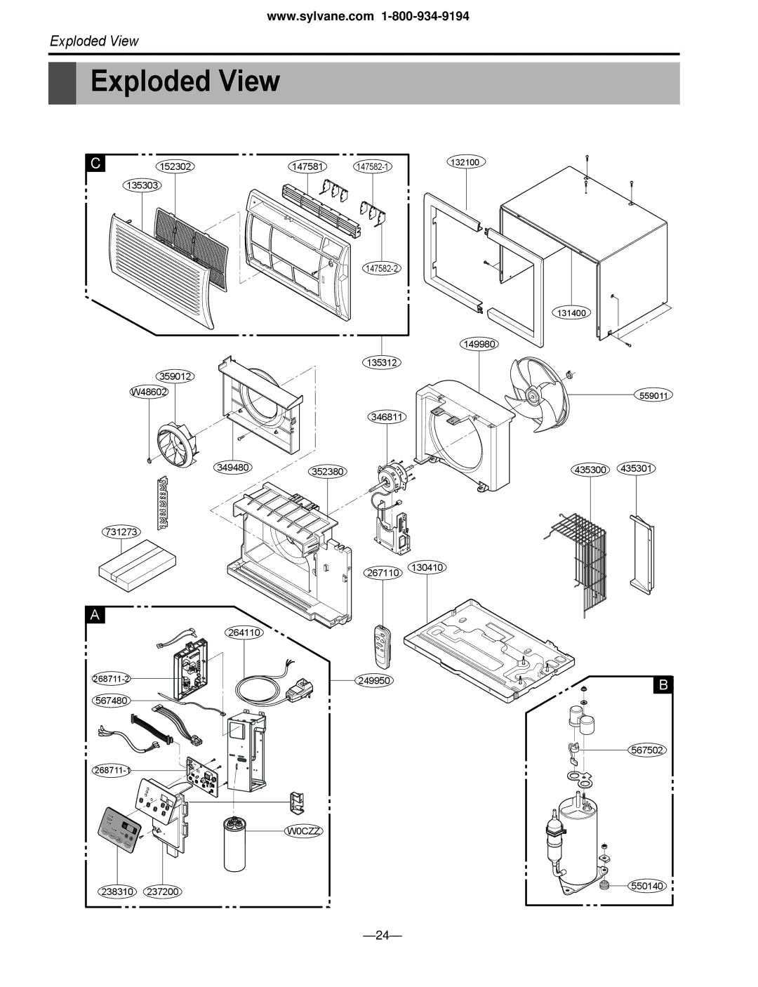 Friedrich US12C30, US12C10, US14C30, US10C30, US10C10, US08C10 manual Exploded View 