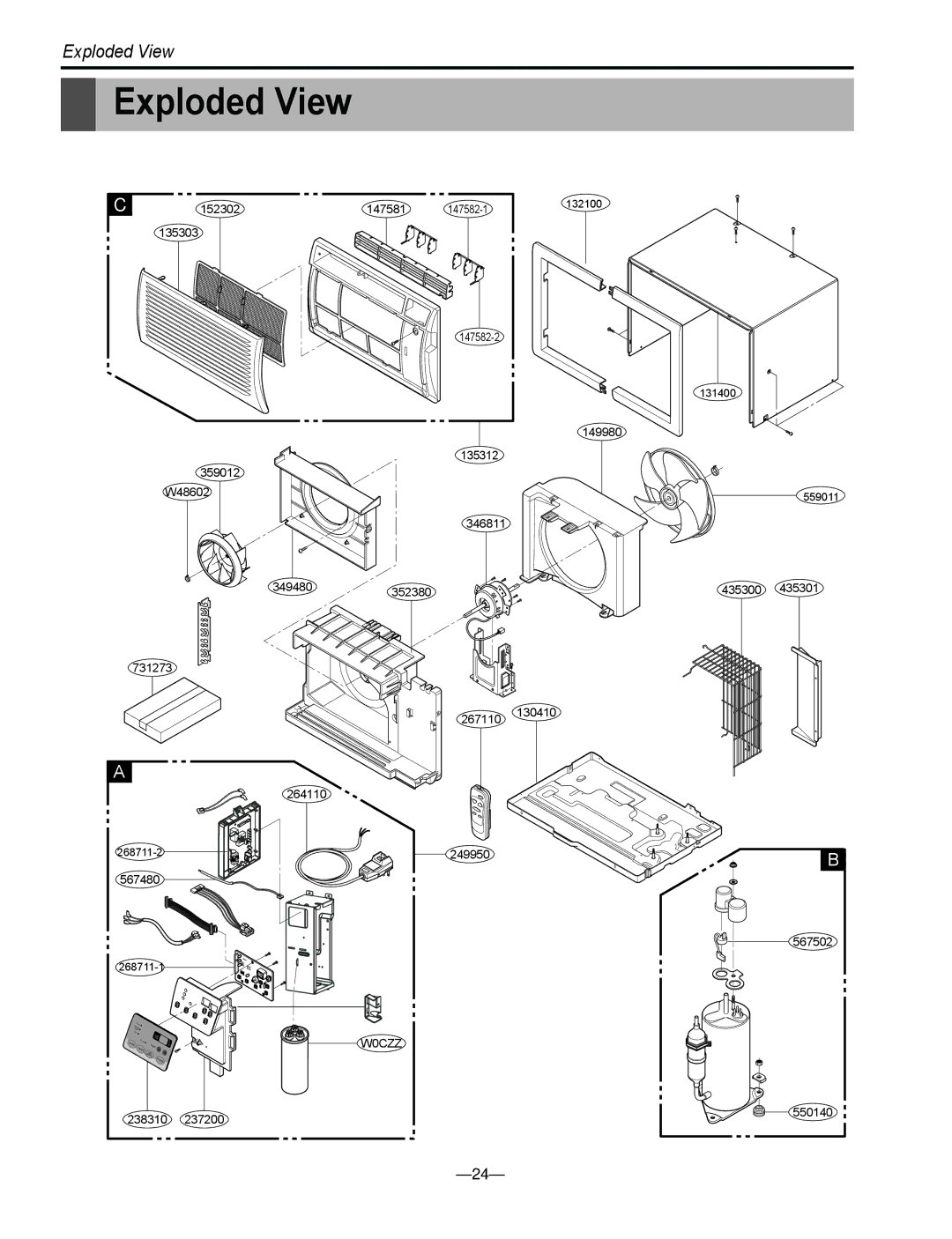 Friedrich US12C30, US12C10, US14C30, US10C30, US10C10, US08C10 manual Exploded View 