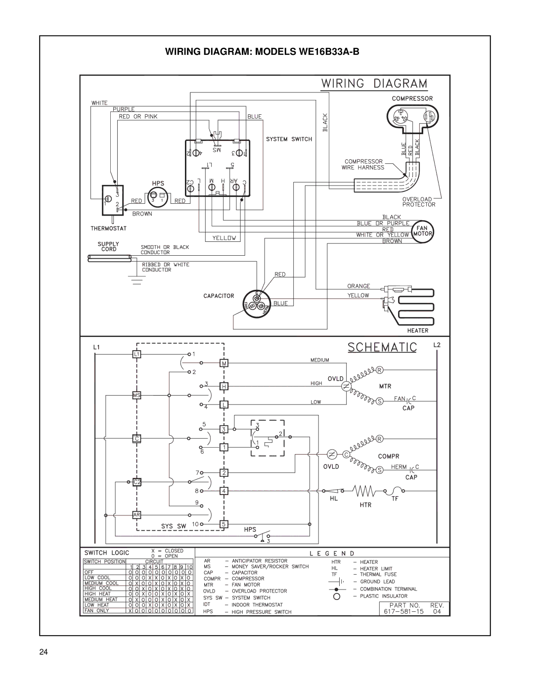 Friedrich WE13B33B-B, WS08B10A-C, WE10B33A-B, WS14B10A-C, WY13B33A-B, WY10B33A-B, WS13B30B-C Wiring Diagram Models WE16B33A-B 