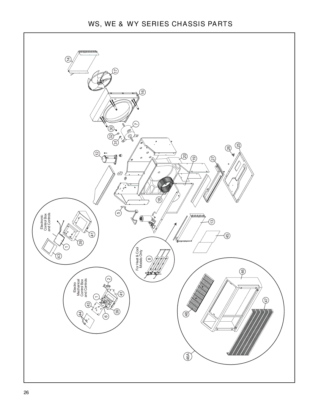 Friedrich WS14B10A-C, WS08B10A-C, WE16B33A-B, WE13B33B-B, WE10B33A-B, WY13B33A-B manual WS, WE & WY Series Chassis Parts, 46A 