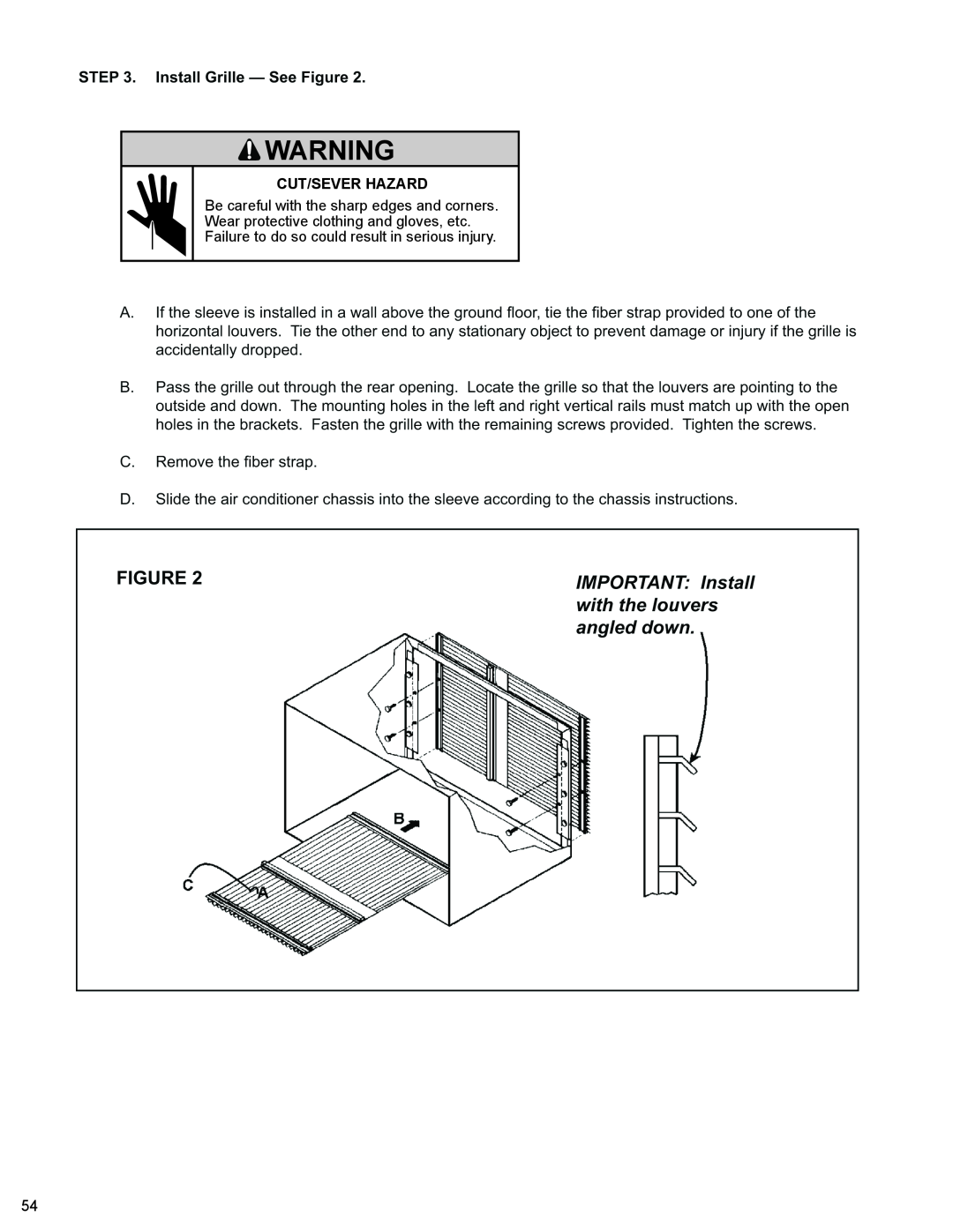 Friedrich WS10B10 service manual Mechanicalcut/Sever Hazard 
