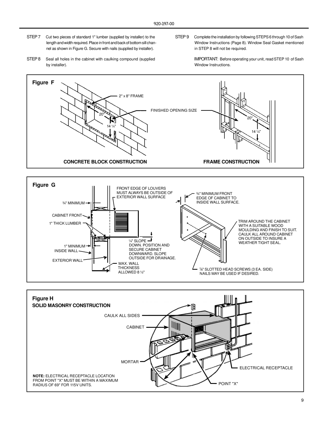 Friedrich XQ05, XQ06, XQ08, XQ10, XQ12, YQ07, EQ08 operation manual Figure F 