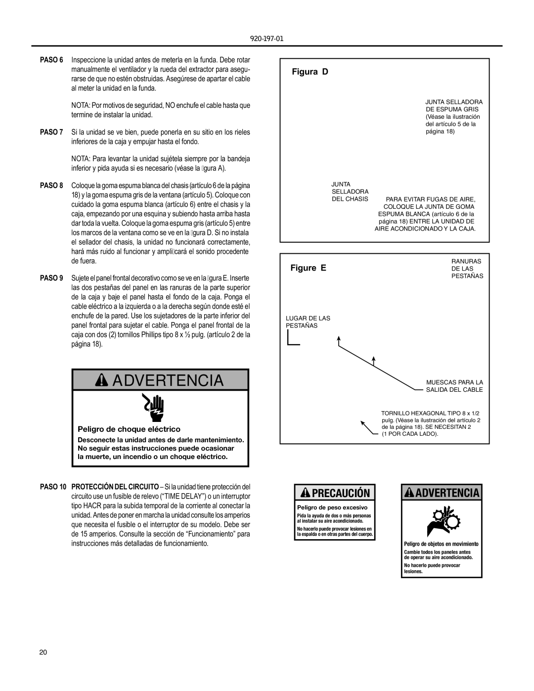 Friedrich YQ07, EQ08 operation manual Advertencia 