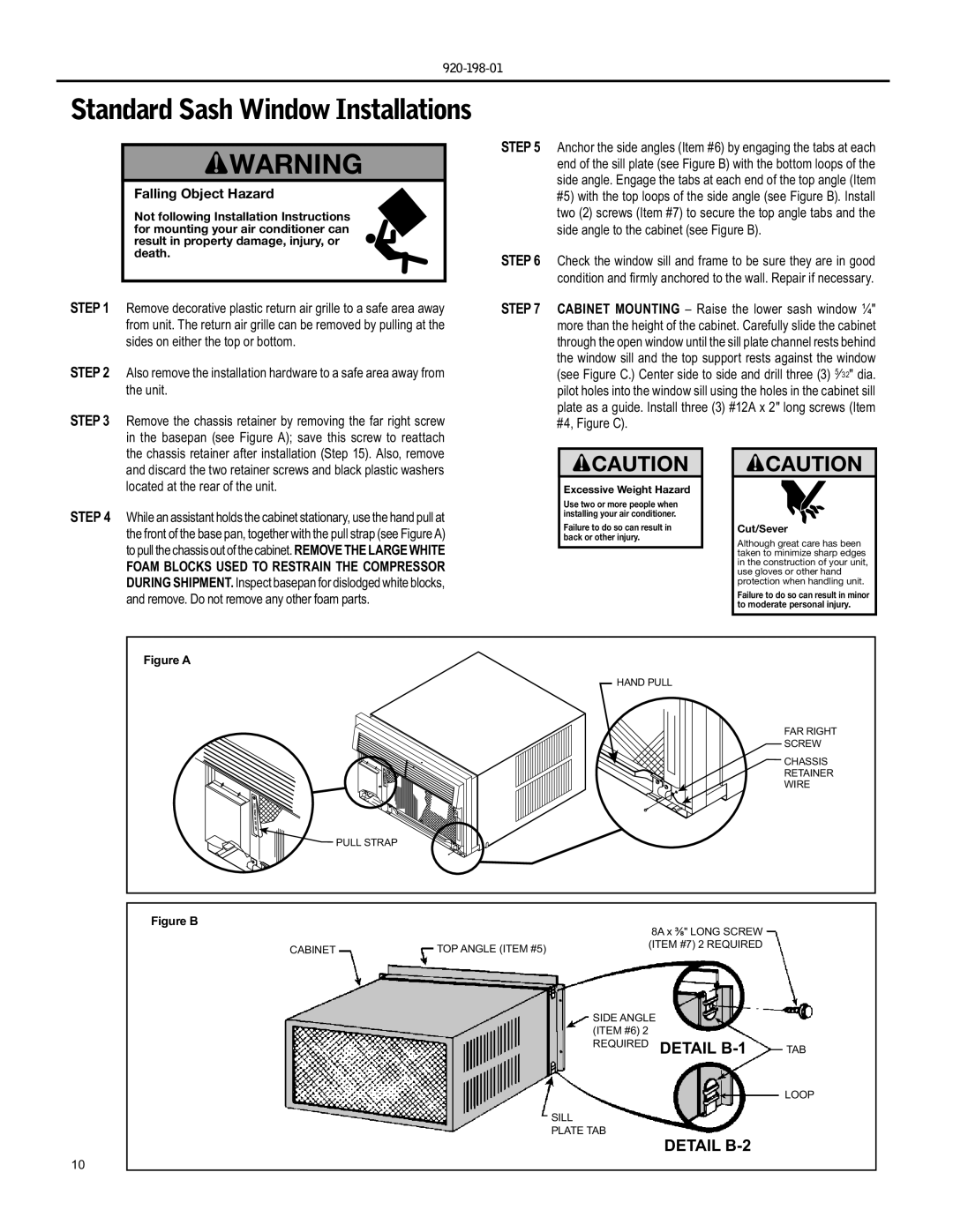 Friedrich YS09 operation manual Step, Falling Object Hazard, Foam Blocks Used to Restrain the Compressor 